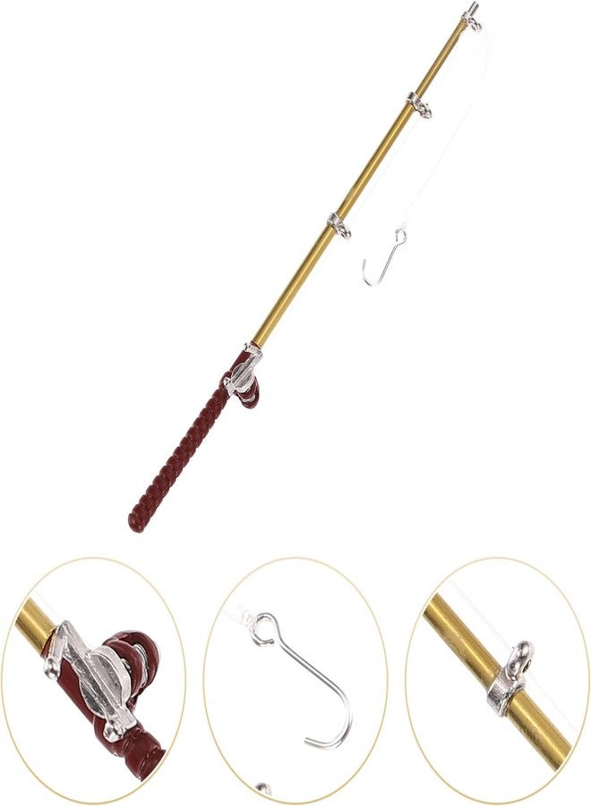 aoukoslt Gold 1/12 Miniature Fishing Pole Dollhouse Decoration Accessories, Miniature Fishing Pole, Dollhouse Accessories, Dollhouse Decor, Decorations - Image 2